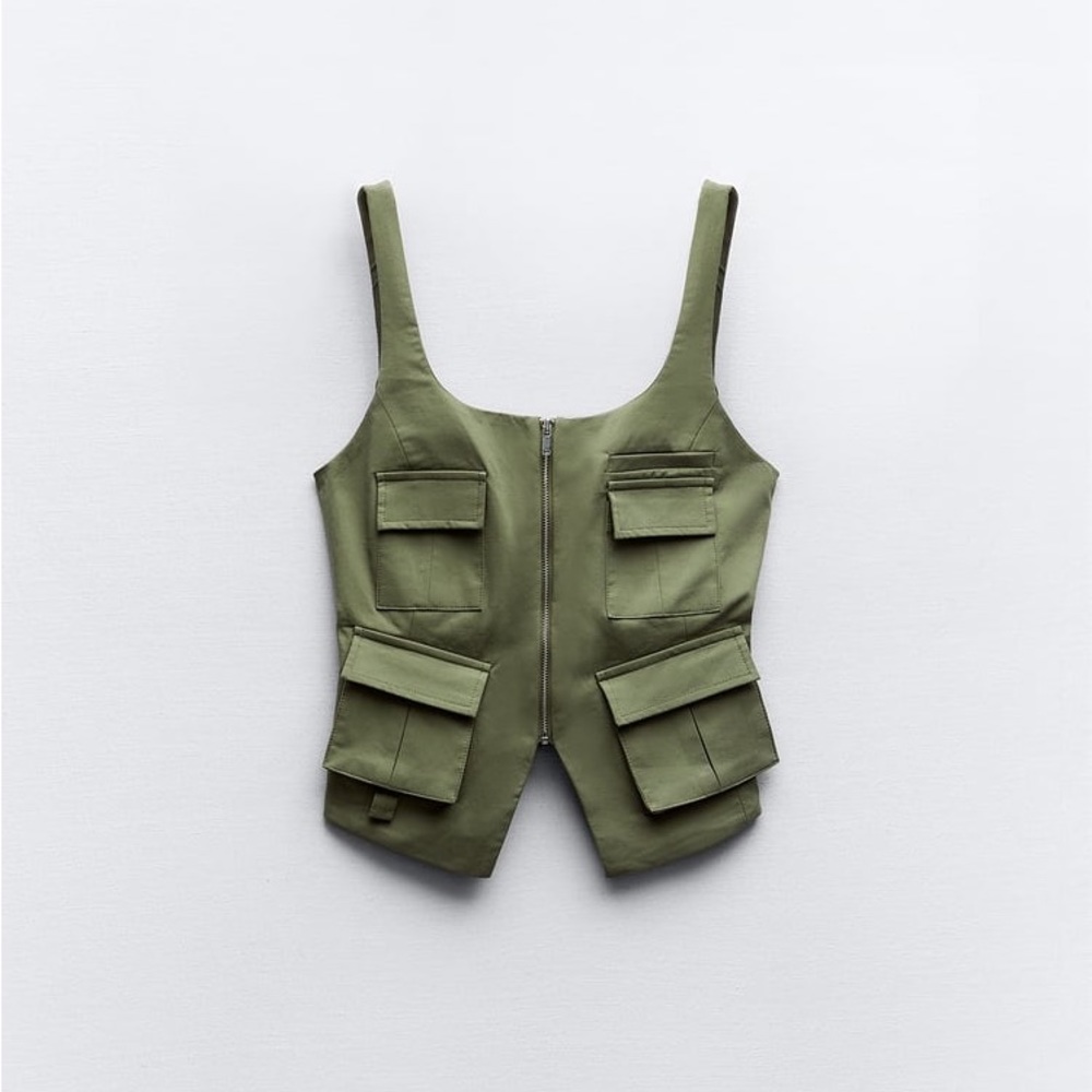 Zara Pocket Vest Top, Large, NWT
